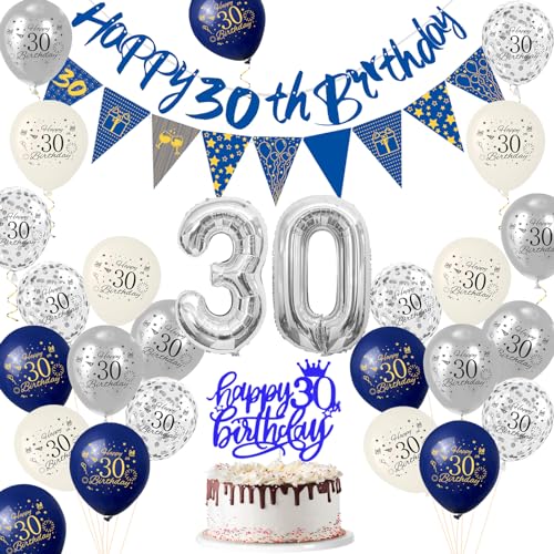 Geburtstagsparty-Dekorationen (Marineblau, Gold: 30. Geburtstag) von COSORO