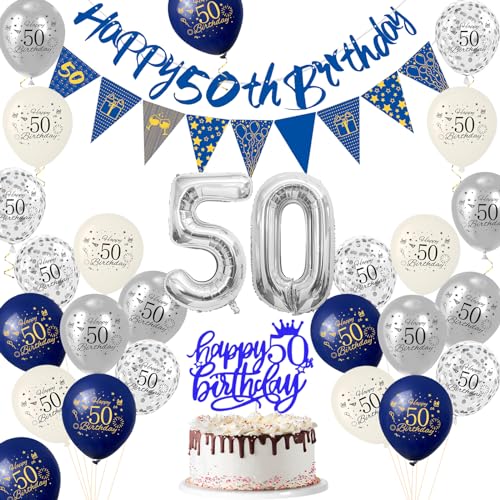 Geburtstagsparty-Dekorationen (Marineblau, Gold: 50. Geburtstag) von COSORO