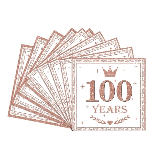 Servietten 100.Geburtstag Frauen,20 Stück Roségold Geburtstagsservietten,Partyservietten,100.Geburtstag Deko Servietten,Papierservietten für Frauen Sie 100.Geburtstags Tischdekoration Servietten 100.Geburtstag Frauen,20 Stück Roségold Geburtstagsservietten,Partyservietten,100.Geburtstag Deko Servietten,Papierservietten für Frauen Sie 100.Geburtstags Tischdekoration von COSORO