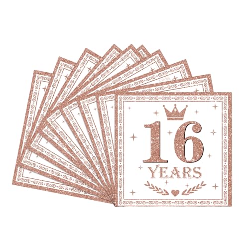 Servietten 16. Geburtstag Mädchen,20 Stück Roségold Geburtstagsservietten,Partyservietten,16. Geburtstag Deko Servietten,Papierservietten für Mädchen Sie 16. Geburtstags Tischdekoration Servietten 16. Geburtstag Mädchen,20 Stück Roségold Geburtstagsservietten,Partyservietten,16. Geburtstag Deko Servietten,Papierservietten für Mädchen Sie 16. Geburtstags Tischdekoration von COSORO