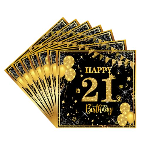 Servietten 21.Geburtstag Männer Frauen,20pcs Schwarze Gold Geburtstagsservietten,Partyservietten,21.Geburtstag Deko Servietten,Papierservietten für Männer Frauen Er Sie 21.Geburtstags Tischdekoration Servietten 21.Geburtstag Männer Frauen,20pcs Schwarze Gold Geburtstagsservietten,Partyservietten,21.Geburtstag Deko Servietten,Papierservietten für Männer Frauen Er Sie 21.Geburtstags Tischdekoration von COSORO