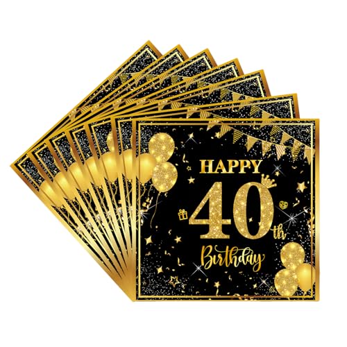 Servietten 40.Geburtstag Männer Frauen,20pcs Schwarze Gold Geburtstagsservietten,Partyservietten,40.Geburtstag Deko Servietten,Papierservietten für Männer Frauen Er Sie 40.Geburtstags Tischdekoration Servietten 40.Geburtstag Männer Frauen,20pcs Schwarze Gold Geburtstagsservietten,Partyservietten,40.Geburtstag Deko Servietten,Papierservietten für Männer Frauen Er Sie 40.Geburtstags Tischdekoration von COSORO
