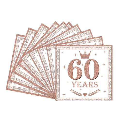 Servietten 60.Geburtstag Frauen,20Stück Roségold Geburtstagsservietten,Partyservietten,60.Geburtstag Deko Servietten,Papierservietten für Frauen Sie 60.Geburtstags Tischdekoration Servietten 60.Geburtstag Frauen,20Stück Roségold Geburtstagsservietten,Partyservietten,60.Geburtstag Deko Servietten,Papierservietten für Frauen Sie 60.Geburtstags Tischdekoration von COSORO