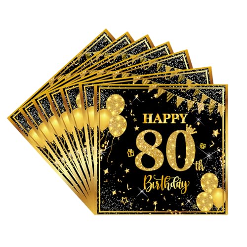 Servietten 80.Geburtstag Männer Frauen,20pcs Schwarze Gold Geburtstagsservietten,Partyservietten,80.Geburtstag Deko Servietten,Papierservietten für Männer Frauen Er Sie 80.Geburtstags Tischdekoration Servietten 80.Geburtstag Männer Frauen,20pcs Schwarze Gold Geburtstagsservietten,Partyservietten,80.Geburtstag Deko Servietten,Papierservietten für Männer Frauen Er Sie 80.Geburtstags Tischdekoration von COSORO