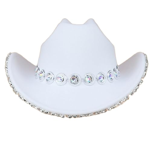 COSSIKA Cowboyhut mit Diamanten besetzter Cowboyhut mit Schmucksteinen für Mädchen, Jungen, Cowgirl-Hut für Karneval, Musikfestival von COSSIKA