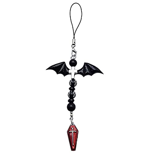 COSSIKA Schlüsselanhänger Anhänger Goth Phone Charm Anhänger Kawaii-Schlüsselanhänger für Tasche Süßes Accessoire Frauen Gitarrengurt Lanyard Perlen Schlüsselanhänger Anhänger von COSSIKA