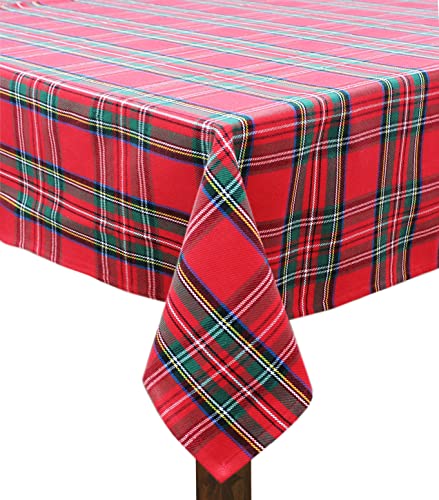 COTTON CRAFT Christmas Tablecloth - Festive Xmas Tartan Plaid Tablecover - 100% Cotton Decorative Reusable Washable Holiday Party Celebration Gingham Buffalo Check Tablecloth – 60x120– Red Green Multi von COTTON CRAFT