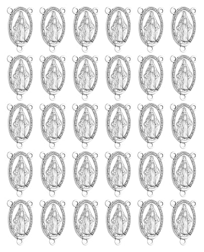 COTTVOTT Heiliger Benedikt, Heiliger Michael, Unsere Dame Wundertätige Medaille für DIY-Schmuckherstellung, Jungfrau Maria Christus, Jesus, Rosenkranz, Verbindungsteil, Rosenkranz, Zubehör (30 Stück, von COTTVOTT