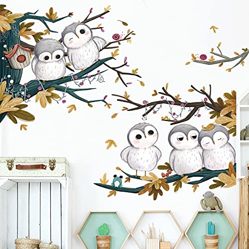 COVPAW® Wandtattoo Wandaufkleber Eulen auf Ast Baum Wandsticker Wandbild Bilder Wohnzimmer Schlafzimmer Deco Kinderzimmer Babyzimmer von COVPAW