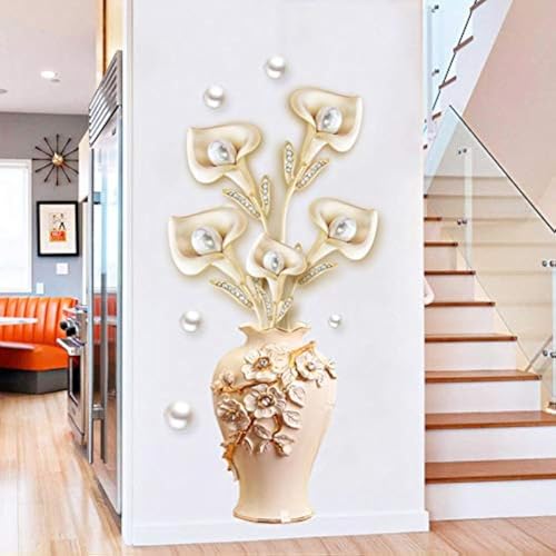 COVPAW® Wandtattoo Wandaufkleber XXL Blumen Vase Wandsticker Wandbild Bilder Wohnzimmer Schlafzimmer Deco (Vase 2) von COVPAW