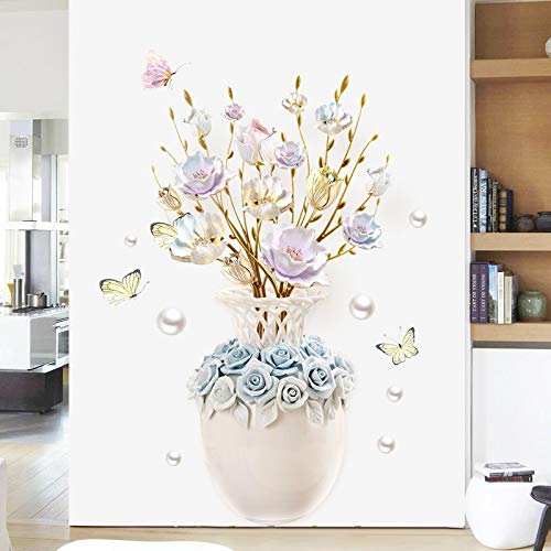 COVPAW® Wandtattoo Wandaufkleber XXL Blumen Vase Wandsticker Wandbild Bilder Wohnzimmer Schlafzimmer Deco (Vase3) von COVPAW