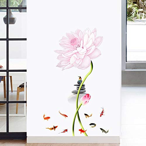 COVPAW® Wandtattoo Wandaufkleber XXL Lotus Blumen Wandsticker Wandbild Bilder Wohnzimmer Schlafzimmer Deco (Lotus05) von COVPAW