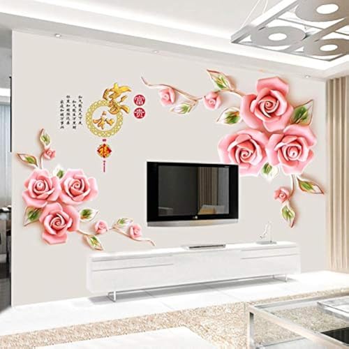 COVPAW® Wandtattoo Wandaufkleber XXL Rosen Rosa Rose Blumen Wandsticker Wandbild Bilder Wohnzimmer Schlafzimmer Deco von COVPAW