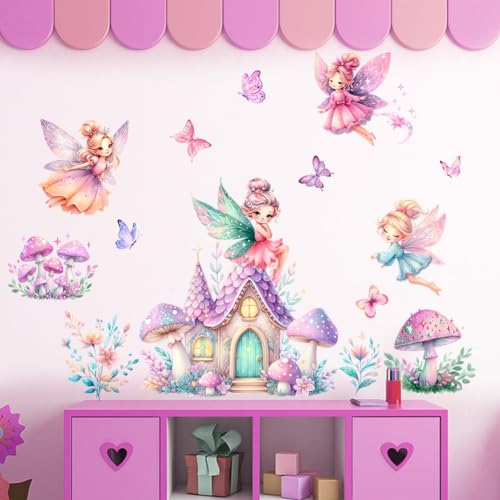 COVPAW Wandaufkleber Mädchenzimmer Wandtattoo Kinderzimmer Mädchen Schloss Wandsticker Babyzimmer Wandsticker Kids Kindergarten Geschenk Mädchen Kindertag Geburtstag (WFEEPILZCASTLE) von COVPAW