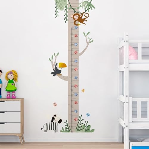 COVPAW Wandaufkleber Messlatte Wandtattoo Kinderzimmer Baum Wald Affe Tier Mess Baum Wandsticker Körpergrösse Messen Wandsticker von COVPAW