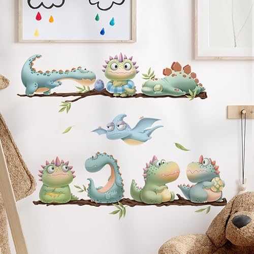 COVPAW Wandtattoo Wandaufkleber Dinosaurier Niedlich Kinderzimmer Wohnzimmer Kindergarten usw. Drachen Wandsticker Wanddeko Babyzimmer Schlafzimmer Jungezimmer Geschenk (DinoNiedlich) von COVPAW