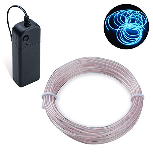 COVVY Wasserdicht Flexibel 3M 9 FT Neon Beleuchtung Lichtschlauch Leuchtschnur EL Kabel Wire mit 3 Modis für Disco Party Kinder Halloween Kostüm Kleidung Weihnachtsfeiern (Iced Blau, 3M) von COVVY