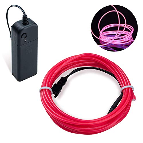 COVVY Wasserdicht Flexibel 3M 9 FT Neon Beleuchtung Lichtschlauch Leuchtschnur EL Kabel Wire mit 3 Modis für Disco Party Kinder Halloween Kostüm Kleidung Weihnachtsfeiern (Rosa, 3M) von COVVY