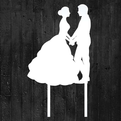 Cake Company Acryl Cake Topper "Brautpaar Hand in Hand" | Hochzeit Tortendekoration für besondere Momente I Tortenfigur aus hochwertigem Acryl weiß | Größe : 150x130 mm Stärke: 3 mm von COXIMUS "backen und mehr"