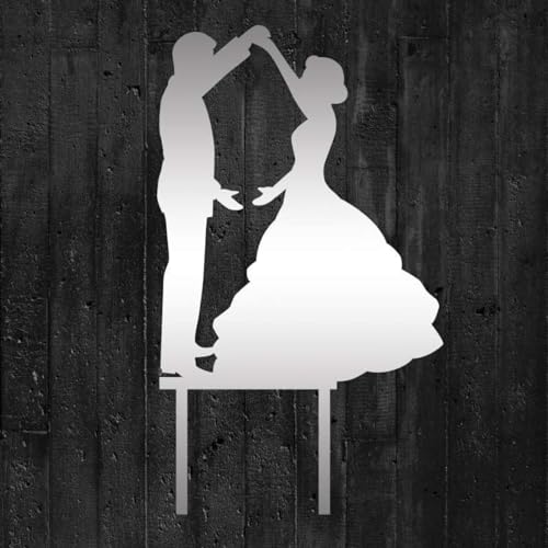 Cake Company Acryl Cake Topper "Brautpaar tanzend" | Hochzeit Tortendekoration für besondere Momente I Tortenfigur aus hochwertigem Acryl spiegelnd | 15 x 11 cm, Stärke 3 mm von COXIMUS "backen und mehr"