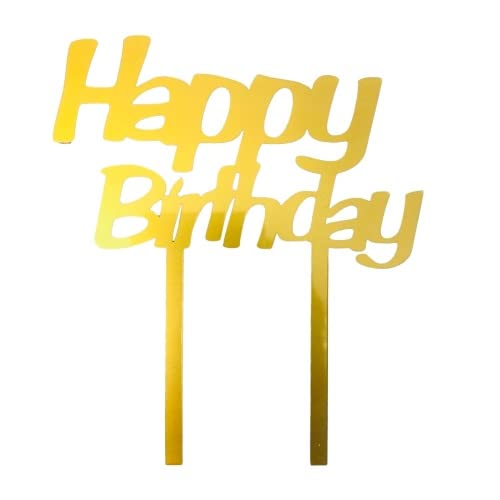 Cake Topper „Happy Birthday“ | Gold glänzend | Tortendeko Geburtstag | Tortenstecker | 17,2x9,8cm Kuchenaufstecker | lebensmittelechtes Acryl | COXIMUS von COXIMUS "backen und mehr"