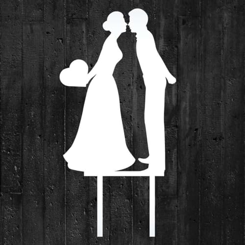 Cake Company Acryl Cake Topper "Brautpaar küssend mit Herz" | Hochzeit Tortendekoration für besondere Momente I Tortenfigur aus hochwertigem Acryl weiß | Größe : 150x100 mm, Stärke: 3 mm von COXIMUS "backen und mehr"