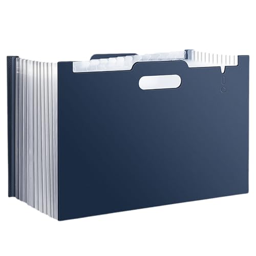 COYOUCO 13 Taschen Akkordeon-Aktenordner, erweiterbarer Akten-Organizer, tragbarer Organizer für monatliche Rechnungsbelege, A4-Größe,Deep blue von COYOUCO