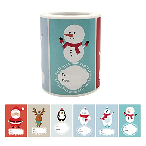 CPAOWEHF 250 Stück Weihnachtsaufkleber, Weihnachtsmann, Schneemann, dekorative Siegel-Etiketten, 6 Designs für Backen, Paket, Umschläge, Schreibwaren von CPAOWEHF