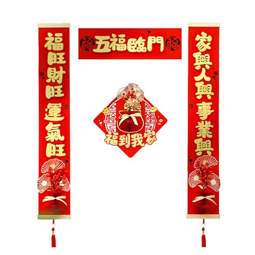 CPAOWEHF Chinesisches Neujahrspärchen-Set 2024 Drachenjahr Frühling Festival Couplet Wandaufkleber Türornament Flanellpaar von CPAOWEHF