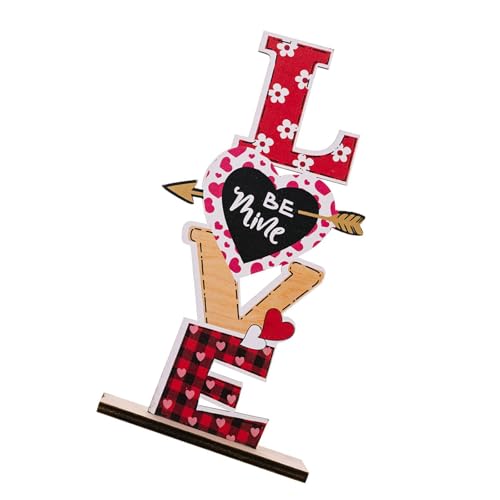 CPAOWEHF Holz Tischschild Mit „Love Kiss“ Schriftzug Und Zwergenfigur Zum Verschenken Zum Valentinstag Oder Dekoration Für Heimregale von CPAOWEHF