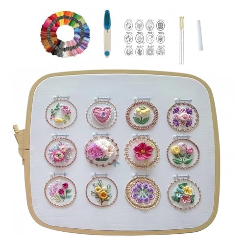 CPAOWEHF Nähset, 3D-Blumen-Stickerei-Set mit Muster, handgefertigt, kleiner Blumenrahmen, Stickerei-Starter-Kits für Damen von CPAOWEHF