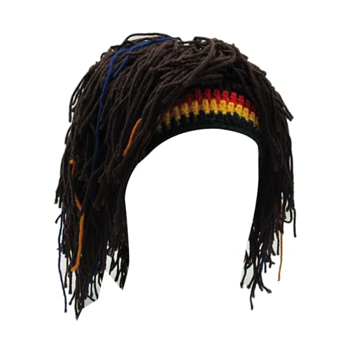 CPAOWEHF Strickmütze für Herren, Barthut, Haare, Rastas, Perücken, Beanie-Mützen, handgefertigt, Häkelmütze, Damen, Wintermütze, Halloween-Kappen von CPAOWEHF