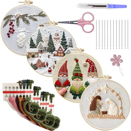 CPAOWEHF Weihnachts Sticksets Stickrahmen Sets Handgefertigte Kreuzstich Sets Stickerei Starter Sets Für Die Bastelherstellung von CPAOWEHF