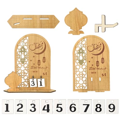 Festival Adventskalender 31 Tage Countdown Kalender Holz Eid Mubaraks Kalender Home Dekoration Für Partys von CPAOWEHF