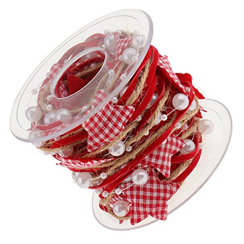 Band, Geschenkband, Weihnachts-Satinband, 5 Meter, rote Perle, rote Schleife, Band for Hochzeit von CPCPC