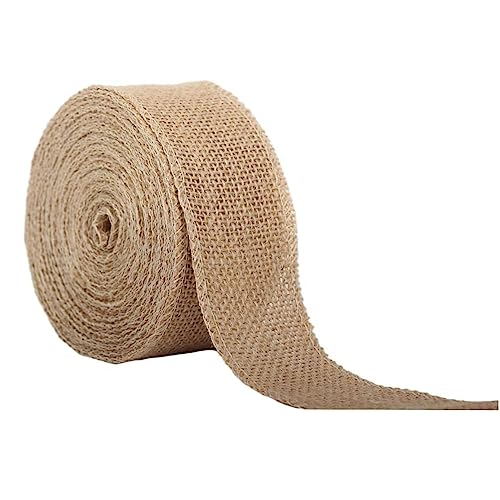 Band, Geschenkband, Weihnachtssatinband, 50 m Sackleinenband for Hochzeit, Weihnachten, Basteln, Dekoration, Geschenkverpackung – 5 cm von CPCPC