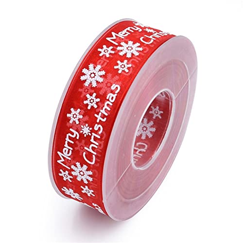 Band, Geschenkband, Weihnachtssatinband, Schneeflockenband, Bastelband, Organzaband, Schneeflockenband, Weihnachtsverpackungsband, Organza-Weihnachtsband for Geschenkverpackungen, Weihnachtsbaumdekora von CPCPC