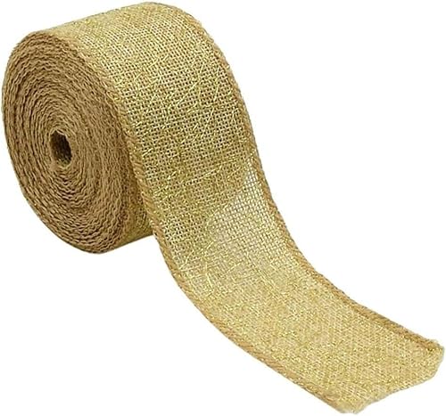 Band,Geschenkband,Weihnachten Satinband,Juteband Natur 50mm mit Netz Hochzeitsgeschenk (Gold)(Gold) von CPCPC