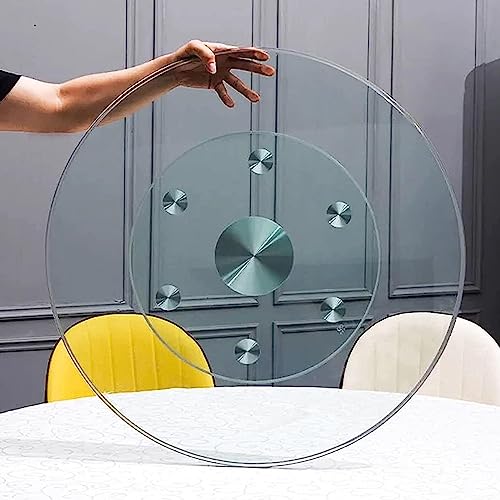 Esstisch-Drehteller, Lazy Susan runder Drehteller aus gehärtetem Glas, 360° drehbarer Esstisch, Tischplatte aus gehärtetem Glas Lazy Susan, transparentes Serviertablett mit 6 Anti-Kipp-Rädern, 80 cm von CPCPC