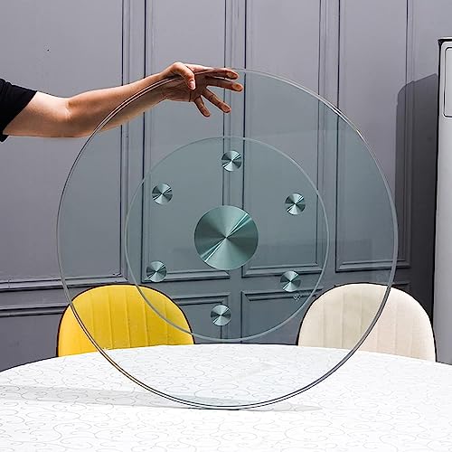 Esstisch-Drehteller, runder Glas-Drehteller Lazy Susan mit geräuschlosen Lagern, 60 cm–90 cm, großer Drehteller aus gehärtetem Glas, 360° leichtgängig drehbare Servierplatte, leicht zu teilen, 90 cm von CPCPC