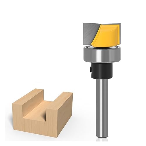 Fräser, 1 Stück Flush Trim Scharnier Stemmschablone Fräser 6 mm 6,35 mm Schaftmuster Bit Flush Trim Bit Gerader Bohrer mit Lager Holzbearbeitungsfräser (Größe: 6,35 mm) von CPCPC