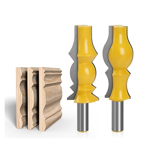 Fräser, 2 Stück/Set Architekturform-Fräser, 12 mm, 12,7 mm Schaft, großes umkehrbares Kronenform-Fräser-Set, Holzbearbeitung, Trimmfräser (Größe: 12,7 mm Schaft) von CPCPC