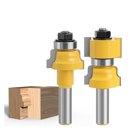 Fräser, 2-teiliges Schienen- und Holm-Fräser-Set, 12 mm, 12,7 mm Schaft, Fensterflügel-Fräser, umkehrbarer Fensterflügel, Tür-Holzbearbeitungsfräser (Größe: 12,7 mm) von CPCPC