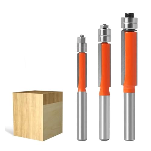 Fräser, 3 Teile/Satz Industriequalität Top-End-Lager-Flush-Trim-Fräser-Bit-Set, 6 mm 6,35 mm Schaft Top-End-Doppellager-Wolframkarbid-Fräser for Holzbearbeitung (Größe: 3 Stück 6,35 mm Schaft) von CPCPC