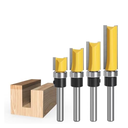 Fräser, 4 Stück/Set Flush Trim Pattern Router Bits mit Lager, 1/4 Zoll Schaft gerade Bit Scharnier Stemmen Holzbearbeitung Fräswerkzeuge for Holz Hartholz von CPCPC