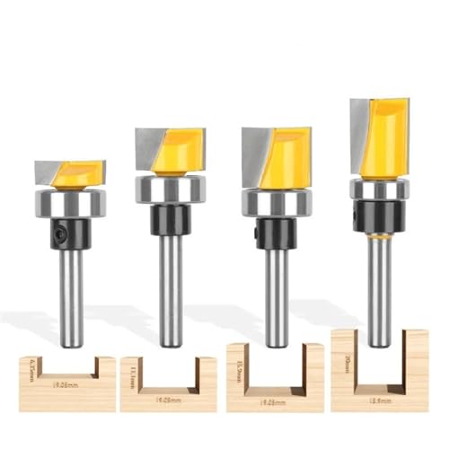 Fräser, 4 Stück/Set Flush Trim Template Router Bits, 6 mm 6,35 mm Flush Trim Scharnier Einsteckschablone Reinigung der Unterseite Hartmetallfräser Holzbearbeitung Fräser Planfräser (Größe: 4 Stück 6 m von CPCPC