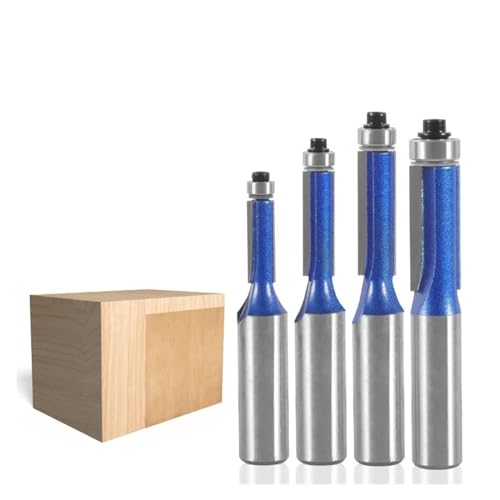 Fräser, 4 Stück/Set Top Bearing Flush Trim Router Bits Set 12 mm 12,7 mm Schaft Hartmetallfräser Legierung Wolfram Holzbearbeitung Fräser (Größe: 4 Stück 12,7 Schaft) von CPCPC