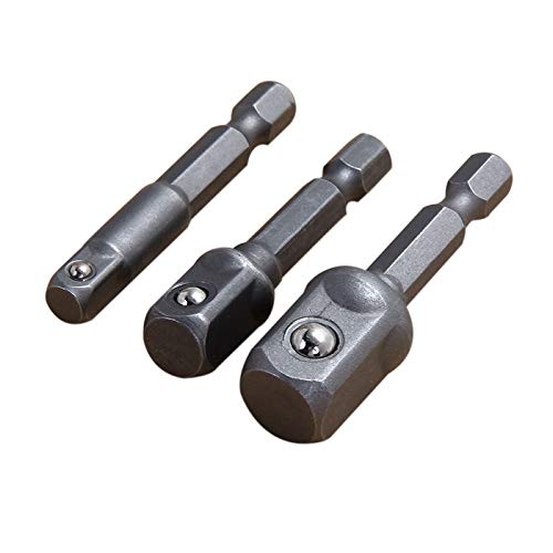 Fräser, Schaftfräser, Bohrer-Schaftfräser-Bit-Set, 3-teiliges Stecknuss-Adapter-Bohrer-Bits, Innensechskant-Kraftschrauberschaft, 1/4 Zoll, 3/8 Zoll, 1/2 Zoll Schlagschrauber-Werkzeug, Sechskant-Bit-S von CPCPC