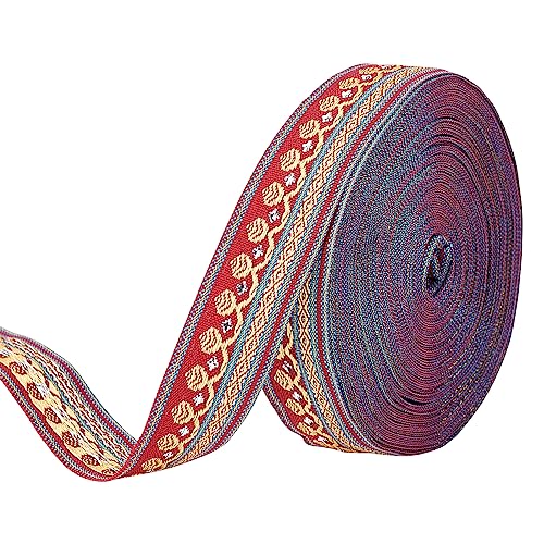 Geflochtenes Band, Stickerei-Jacquardband im Ethno-Stil, gewebtes Band, Besätze for Nähen, dekorativ, 11,4 m, besticktes gewebtes Band, 2 cm Band (dunkelrot)(Dark Red) von CPCPC