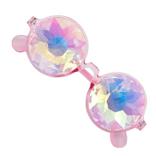 CPJJ 1 x rosa Kaleidoskop-Brille, Rave-Partybrille für Festivals, Beugungsbrille, Rave-Brille, Prismenbrille, Rave-Brille für Herren von CPJJ